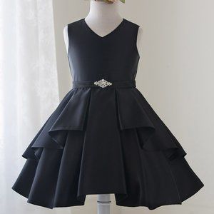 New black flower girl dress formal party birthday Holiday Christmas gift size 6